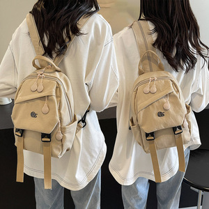 Women's Lightweight Dual-Use Small Schoolbag and Crossbody Backpack with <strong>Fashionable</strong> Nylon Lining Zipper Closure for Travel - Product Image 2