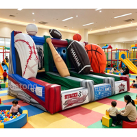 Jeu de tir gonflable commercial 3-en-1 (baseball, football, basketball) pour événements et locations de fêtes