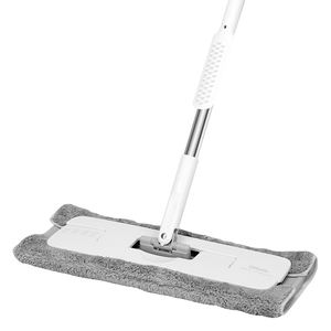 KOOCCA Vadrouille plate en microfibre 40cm de long avec manche détachable en acier Outil de nettoyage mains libres avec 4 peignes 4 clips Chiffon de vadrouille - Product Image 1