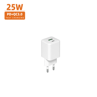 Pengisi daya Cepat 25W 20W GaN USB Tipe C, pengisi daya ponsel QC 3.0 untuk iPhone 15 14 13 12 Pro Max Mini iPad