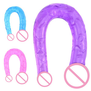 <span class=keywords><strong>Dildo</strong></span> a Doppia Estremità Trasparente a Forma di <span class=keywords><strong>U</strong></span> per Masturbazione Femminile, Giocattolo Sessuale in Gelatina per Donne e Lesbiche - Product Image 1