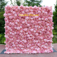 Nouvelle Arrivée Décoration d'Événements de Mariage Mur Floral en Soie 3D 5D enroulable Mur de Fleurs Roses Rouges Toile de Fond Design de Luxe