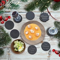 Sous-verres classiques écologiques en pierre naturelle ronde de 5 mm d'épaisseur et de 4 pouces, résistants à la chaleur, pour thé, café, sushi - Vente en gros