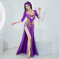 Ensemble de costumes de danse orientale pour femmes Tops de danse orientale et robes de danse en jupe en coton