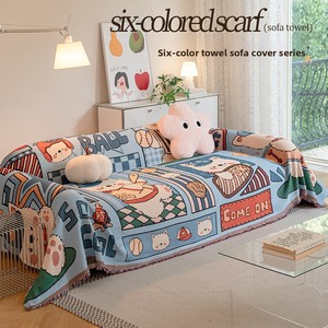 <span class=keywords><strong>Housse</strong></span> de canapé vintage style américain pour salon, nouveau style 2025, universelle quatre saisons, une pièce, à carreaux, motif dessin animé volantant - Product Image 2