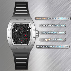 Montre de luxe à quartz en acier inoxydable de haute qualité 20mm Bracelet OEM Logo personnalisé Cadran Tonneau étanche Vente en gros Usine chinoise - Product Image 3