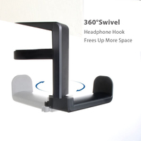 Support de casque réglable pliable et détachable pour bureau en métal support de casque de jeu PC durable rotatif à 360 degrés gain de place