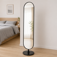Miroir de dressing multifonctionnel rotatif moderne en métal pour chambre à coucher Miroir sur pied avec porte-manteau et porte-chapeau Miroir décoratif
