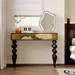 Tocador Minimalista Americano de Madera Maciza con Almacenamiento para Dormitorio, Escritorio de Maquillaje para Apartamentos Pequeños - Product Image 2