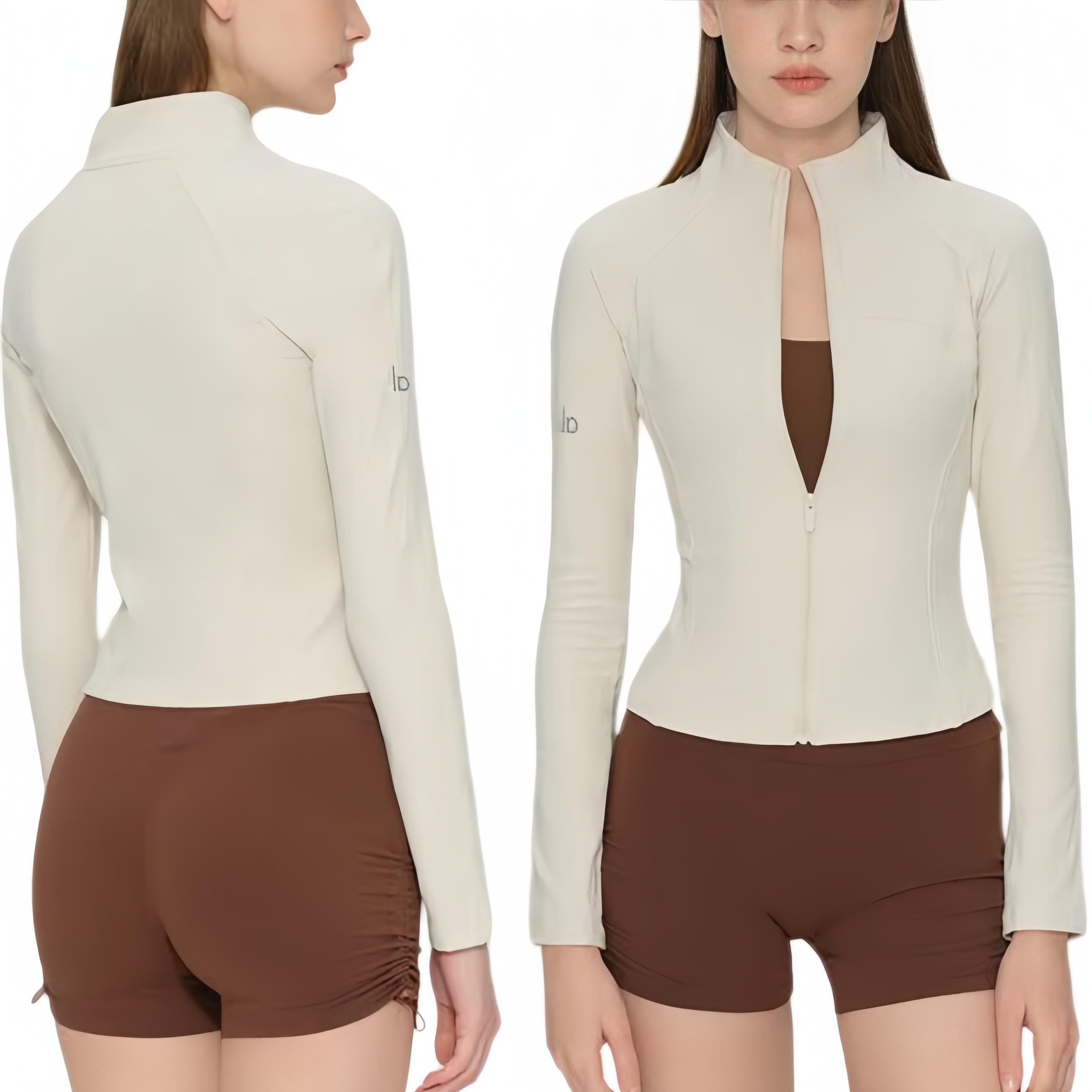New Design AL Autumn and Winter Fleece Stand up Collar Jacket Slim Fit Super Elastic Sports Zipper Top Women's Fitness Yoga Suit