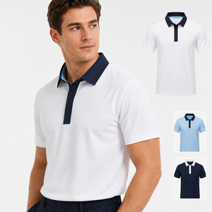 Two Color Combination Polo T <b>Shirts</b> Quick Dry Contrast <b>Collar</b> Breathable <b>Mens</b> Golf Tennis Custom Logo Performance Polo <b>Shirts</b> - Product Image 1