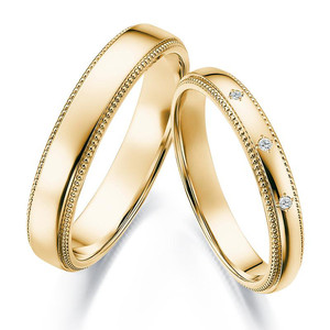 AU750 18K 18K blanco/amarillo/Rosa conjunto de anillos de boda de oro sólido - Product Image 6