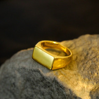 Custom Blank Siegelring Mode Rechteckig Glatt Einfach Einfach Cast Herren ring