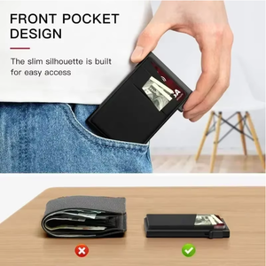 Dompet Kartu Kredit RFID Pria Tipis Minimalis Mewah Logam Tempat Kartu Identitas Bank untuk Pria - Product Image 4
