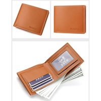 Dompet pendek kulit PU pria, dompet pendek dengan saku koin Sederhana dan tipis untuk lelaki