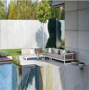 Canapé d'angle en aluminium <span class=keywords><strong>noir</strong></span> résistant aux intempéries pour hôtel et complexe hôtelier, mobilier <span class=keywords><strong>de</strong></span> <span class=keywords><strong>jardin</strong></span> combiné pour patio et extérieur - Product Image 2