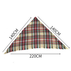 Moda personalizada señoras Pashmina bufandas chales con borlas al por mayor invierno cálido Color Plaid Cachemira triángulo bufanda Mujer - Product Image 3