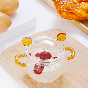 <span class=keywords><strong>Ramequin</strong></span> en verre borosilicate résistant <span class=keywords><strong>à</strong></span> la chaleur en forme d'ours mignon avec poignées pour la nourriture pour bébé - Product Image 1