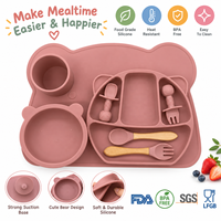 Ensemble de vaisselle en silicone pour bébés et tout-petits, assiette, bol, bavoir, tasse, cuillère, réutilisable, pour repas d'enfants, fabrication OEM