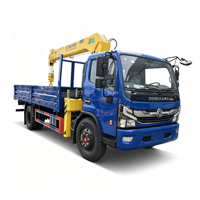 Camion grue à bras droit hydraulique 5t, camion de fret commercial de 6 tonnes avec grue de levage à vendre