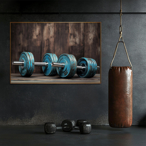 Phòng tập thể dục trang trí nội thất hiện đại motivational canvas in Áp phích màu xanh đen thể thao bức tranh quả tạ nghệ thuật làm việc cho tường - Product Image 4