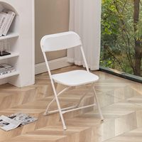 Chaise pliante en plastique blanc pour événements, avec cadre métallique thermolaqué, empilable, pour la location en gros (modèle Moon Banquet)