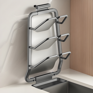 ที่วางฝาหม้อแบบติดผนัง ชั้นวางหลายชั้น ไม่ต้องเจาะผนัง สำหรับใช้ในครัว - Product Image 4