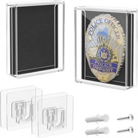 Boîte de présentation murale transparente anti-poussière en acrylique pour badges, style boîte à ombre, lot de 2 pièces pour badges de la Brigade des pompiers