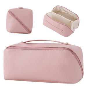 Bolsa de Maquillaje de Cuero PU de Gran Capacidad, Estuche Cosmético Portátil de Viaje con Múltiples Compartimentos y Forro Impermeable, Perfecto - Product Image 1