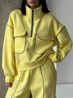 Ensemble de survêtement polaire oversize personnalisé OEM pour femme, collection hiver, couleur unie, coupe décontractée ample, bandes réfléchissantes 3M, style streetwear