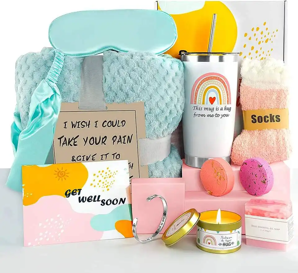 Get Well Soon Relaxing SPA Gifts Box Basket Women Unique Gifts Inspirational Gift For Best Friend Mom