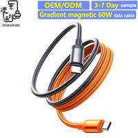 Cable de Carga Magnético USB C con Trenzado de Nailon, 60W, Diseño Degradado de Dos Tonos, Almacenamiento, Sincronización Rápida de Datos, Escáner de Código de Barras para Computadora