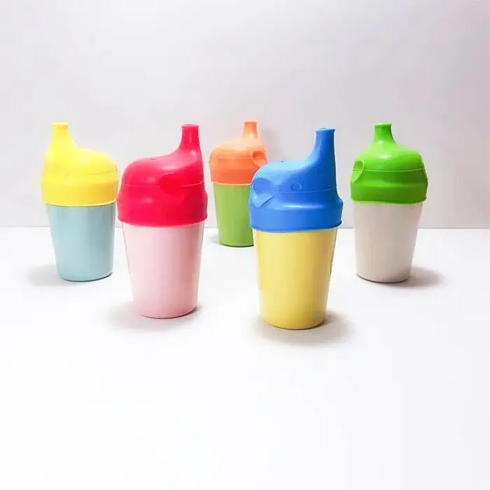 Benutzerdefinierte magie nicht spill proof bambus faser baby wasser trinken tasse mit silikon elefanten sippy deckel für kinder BPA freies