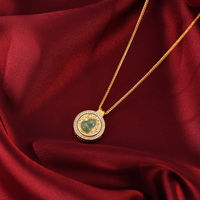 Collier pendentif rond en forme de gourde Hulu en jade vert doré pour femme TANGPEI, bijoux de mode en métal
