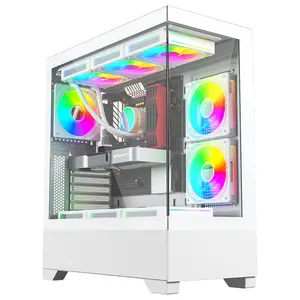 POWERCASE Design in vetro per Pc Gaming filtro magnetico antipolvere da gioco telaio in vetro temperato custodia per Computer da gioco