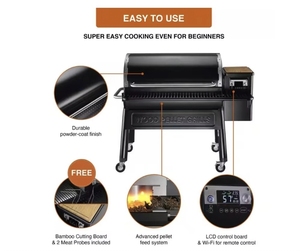 Barbecue <span class=keywords><strong>à</strong></span> <span class=keywords><strong>granulés</strong></span> de bois pour jardin avec contrôle WiFi et Bluetooth via application, et contrôleur numérique PID - Product Image 2