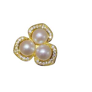 WENCHI 11711 10673DIY Soporte de Anillo de Plata S925 para Perlas, Soporte de Joyería de Plata de Moda para Perlas de 6-7mm, Baño de Rodio - Product Image 5