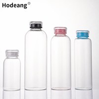 Bouteille en verre borosilicate haute résistance anti-fuite réutilisable transparente avec couvercle coloré – 250 ml, 500 ml, 750 ml, 1000 ml