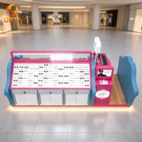 Kiosque d'optique intérieur pour centre commercial, comptoir d'exposition personnalisé pour lunettes de soleil et de vue avec poste de caisse