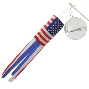 미국 국기 Windsock 수 놓은 별 줄무늬 Windsock 컬러 인쇄 미국 애국 무지개 날씨 베인 정원 장식