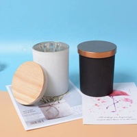 Vente en gros de pots à bougies en verre mat noir et blanc bon marché avec intérieur électro-plaqué or, argent, or rose, pot à bougies de luxe avec boîte