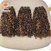 Mèches de Cheveux Humains Bouclés Pixie Couleur Piano SDD Mèches Brutes Donneur Unique Super Double Drawn Boucles Pixie Vietnamiennes