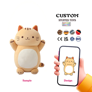 Un Gato de Peluche Naranja Hecho con Técnica de Bordado, la Tela Es Suave y Rellena de Algodón PP, Servicio Personalizado Disponible - Product Image 3