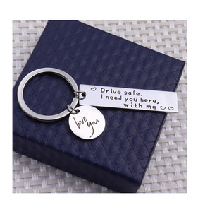 Guida in acciaio inossidabile sicuro ho bisogno di te qui con <span class=keywords><strong>me</strong></span> ti amo portachiavi portachiavi per regalo fidanzato - Product Image 2