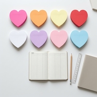 Blocs-notes adhésifs en forme de cœur, feuilles de notes adhésives colorées pour la décoration de bureau