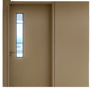 Porte en acier à grain de bois sur mesure - Avec fenêtre d'observation à double vitrage - Product Image 1