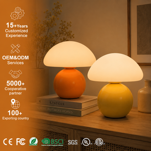 Lampada da Comodino Vintage di Alta Gamma in Ceramica, Luce Notturna Decorativa per Camera da Letto, Studio e Soggiorno, Lampada da Tavolo LED a Forma di Fungo - Product Image 1