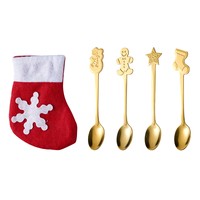 Ensemble de couverts de Noël en acier inoxydable : cuillère, cuillère à dessert, cuillère à café