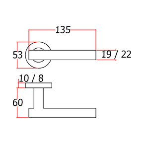 Designer Stainless Steel <strong>Door</strong> <strong>T</strong> <strong>Bar</strong> Hollow Interior Lever <strong>Door</strong> <strong>Handle</strong> on Rose - Product Image 6