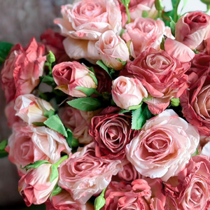 Ramo de Rosas Artificiales de 3 Cabezas con Bordes Quemados, Flores de Seda de Alta Simulación para Decoración de Bodas y Hogar, Arreglo Floral Seco - Product Image 4